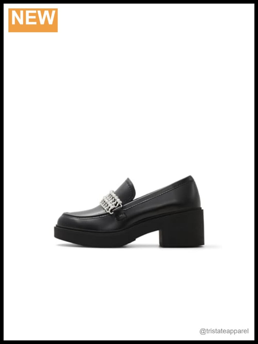 Faux Leather Block Heel Pump Almond Toe Party Shoe
